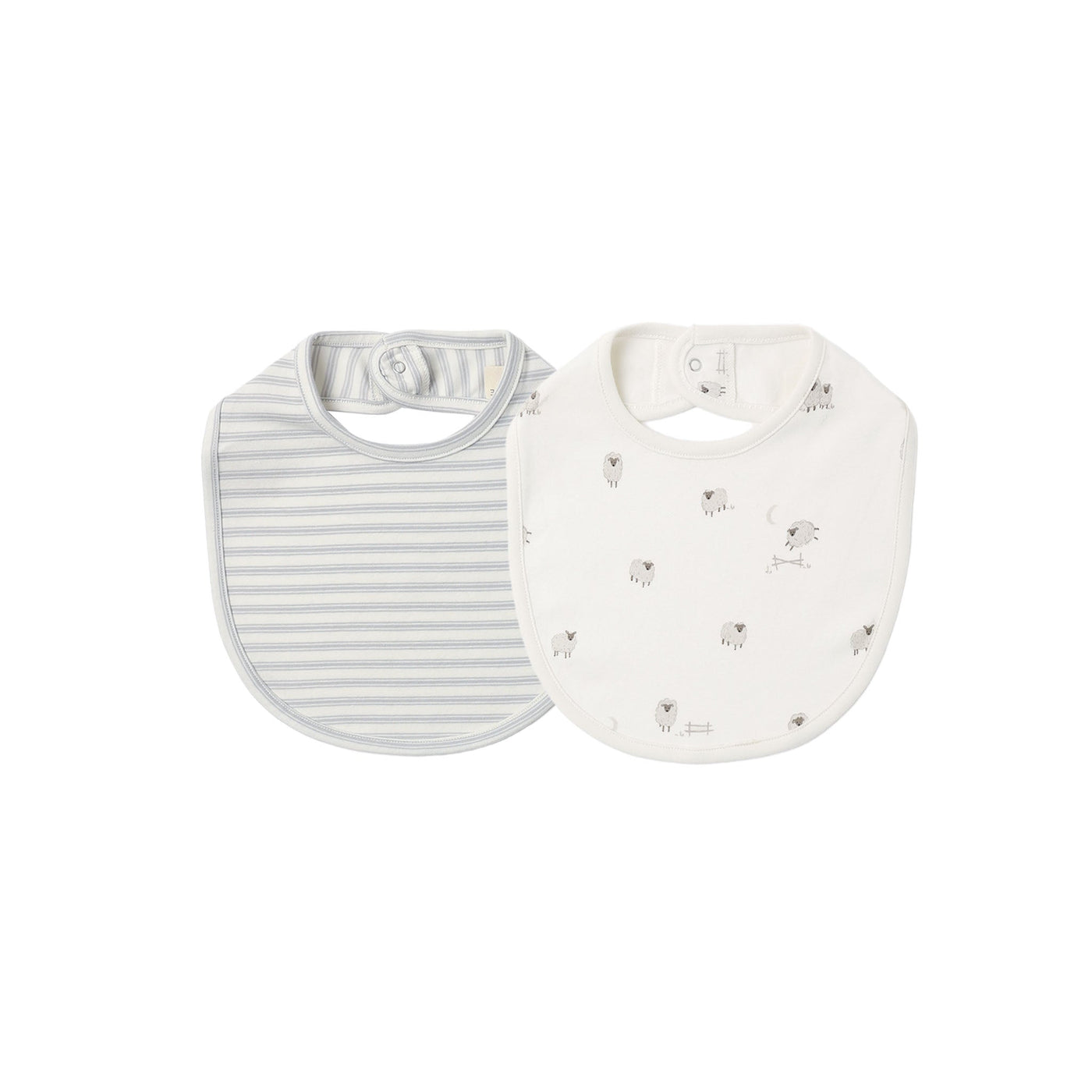 Jersey Snap Bib, 2 Pack | Sheep, Cloud Stripe