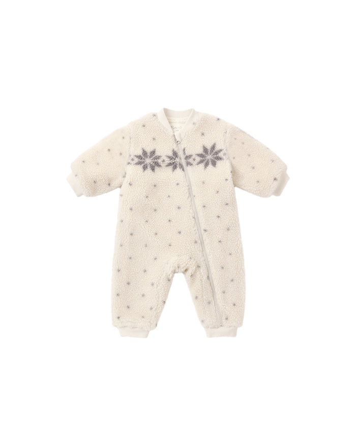 Rylee + Cru Shearling Baby Jumpsuit | Natural Fair Isle