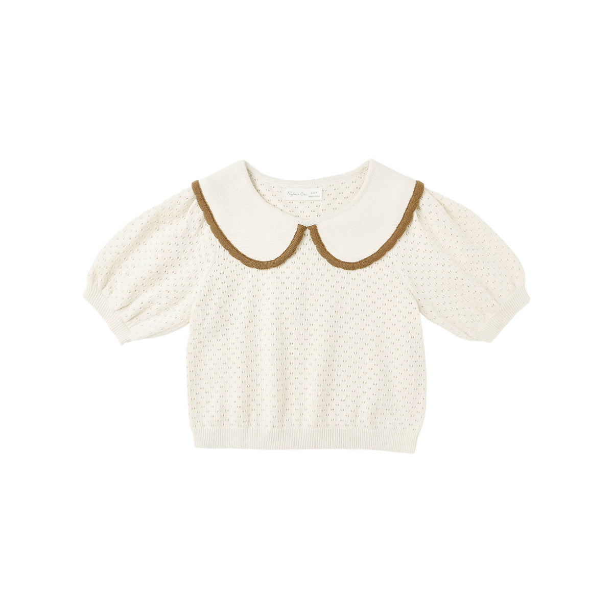 Rylee & Cru Pointelle Collared Top | Natural 6-7Y
