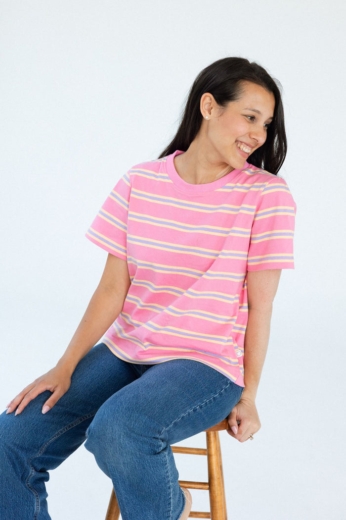 Roobear Mama Matching Striped Tee | Pink & Purple