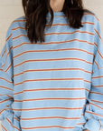 Mom Matching Striped Long Sleeve Crewneck | Blue & Red