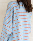 Mom Matching Striped Long Sleeve Crewneck | Blue & Red