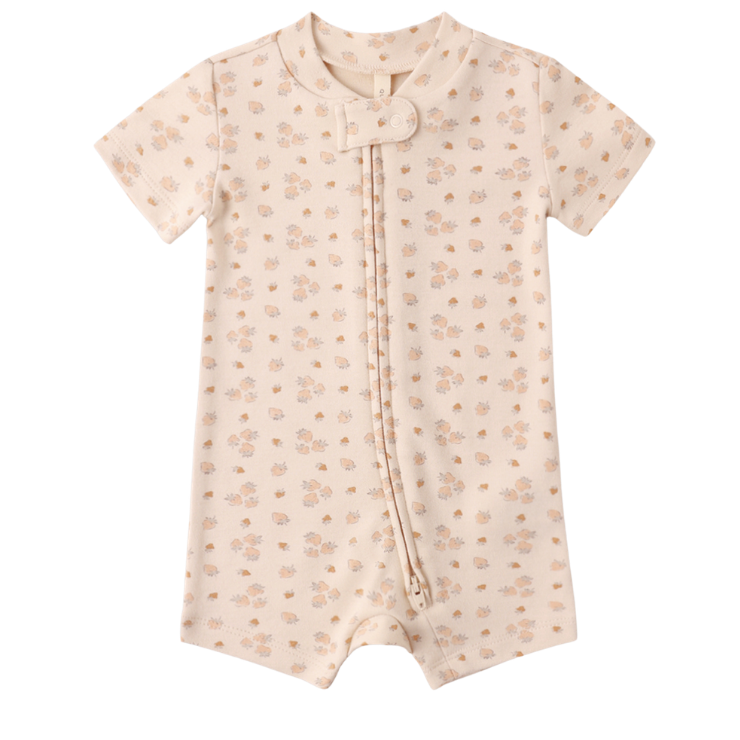 Quincy Mae Zip Short Sleeve Sleeper | Strawberries
