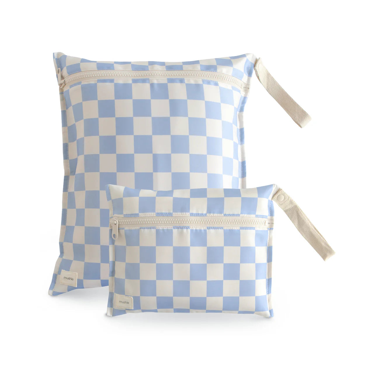 Mushie Water Resistant Wet Bag | Blue Check