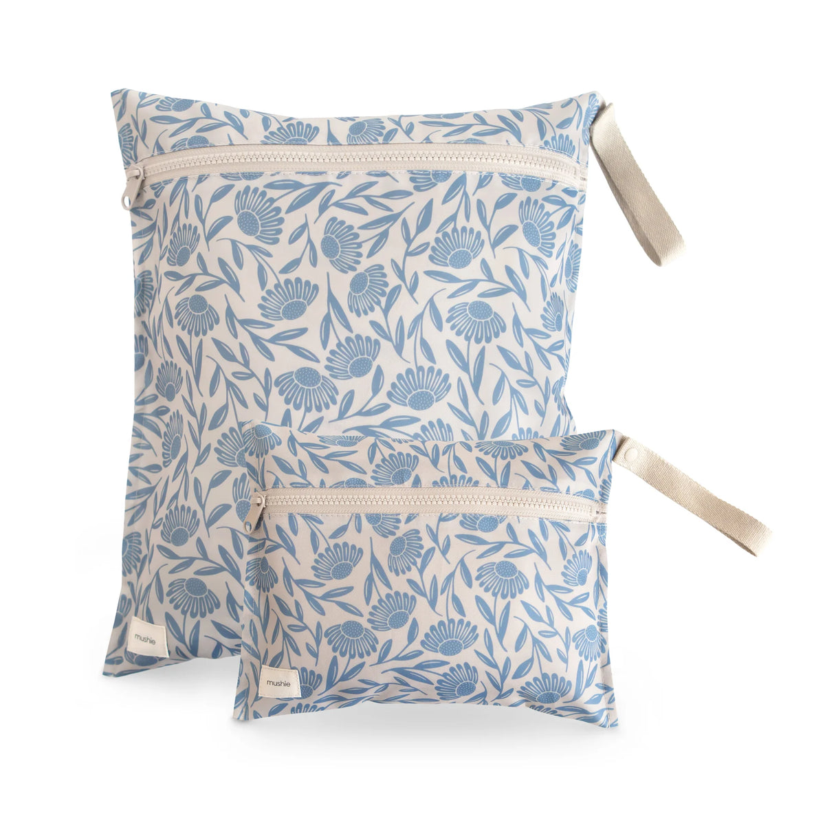 Mushie Water Resistant Wet Bag | Blue Flowers