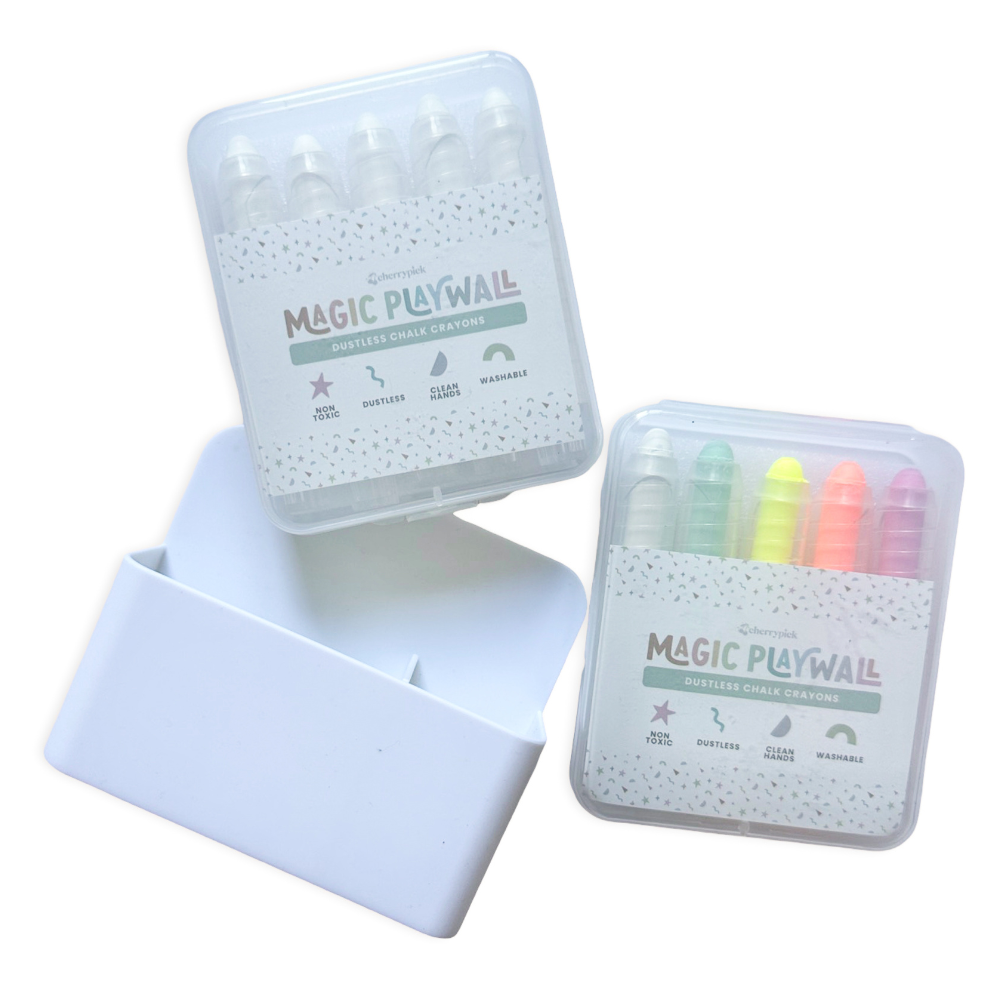 Dustless Chalk Crayons + Magnetic Holder Bundle | White