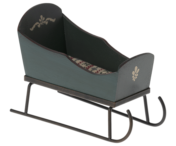 Maileg Green Sleigh | Mouse