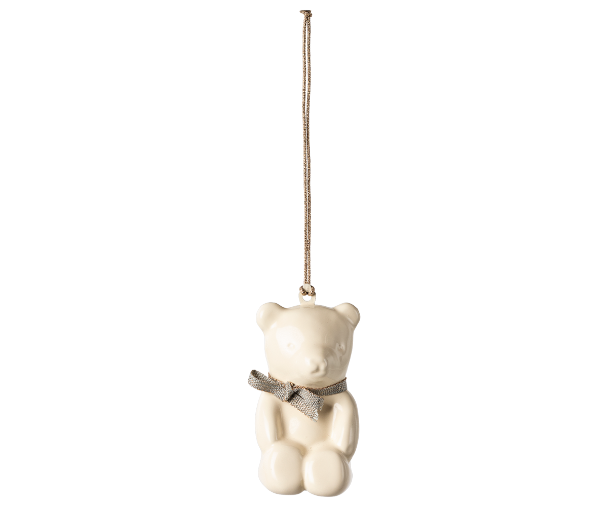 Maileg Teddy Bear Ornament | Off White & Blue - product shot