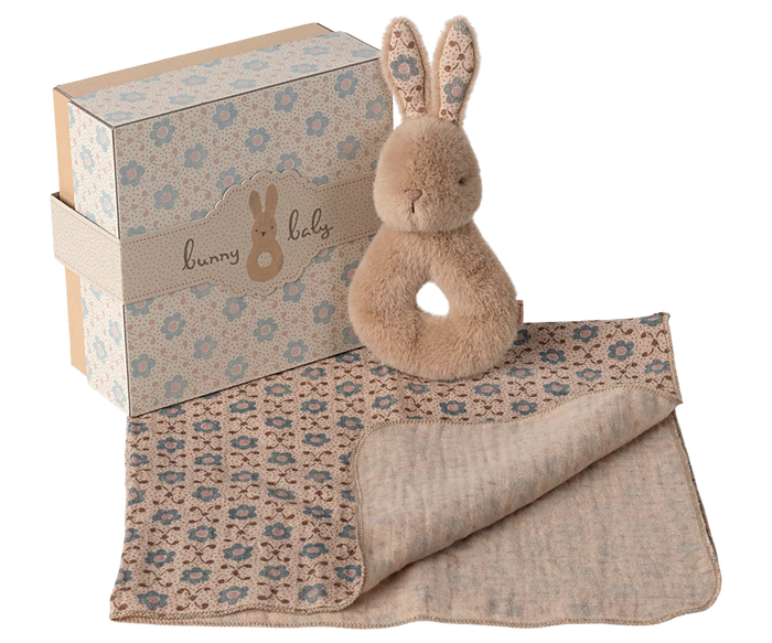 Maileg Rabbit Rattle Set | Cream Peach