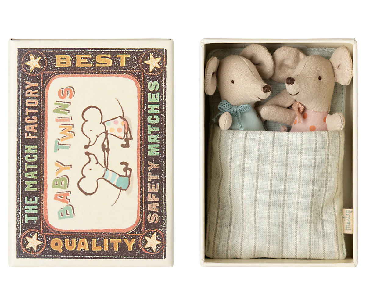 Maileg Twins Baby Mice in Matchbox