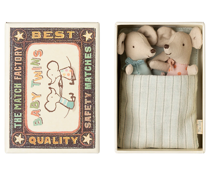 Maileg Twins Baby Mice in Matchbox