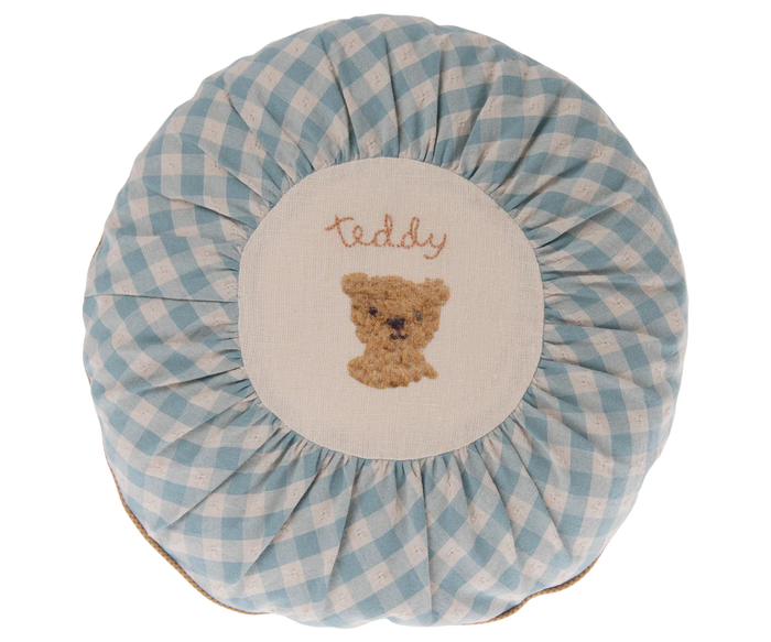 Maileg Round Cushion, Small | Teddy, Checked