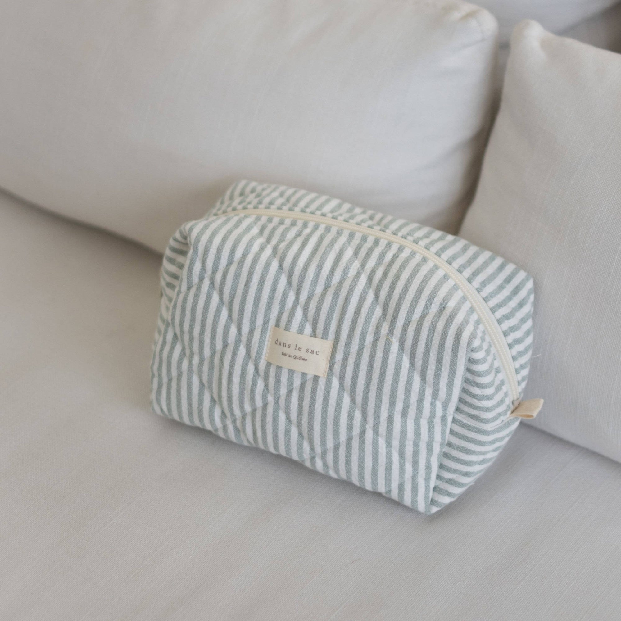 Large Quilted Pouch | Blue Stripes