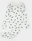Bats Glow in the Dark Print on Off-White PJ Set
