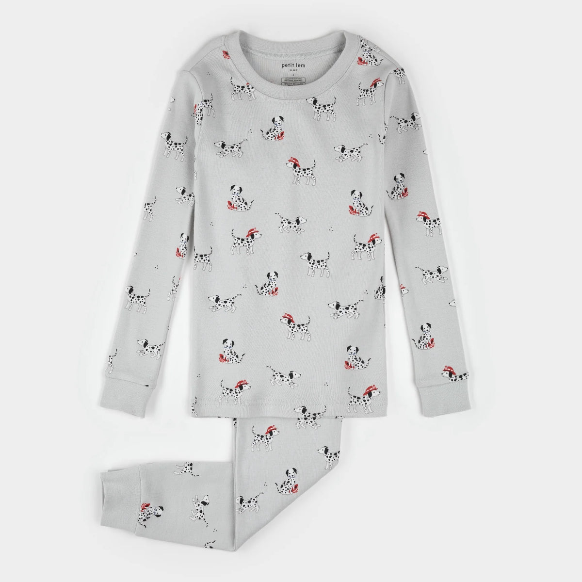 Petit Lem Firefighter Dalmatian Print on Light Grey PJ Set