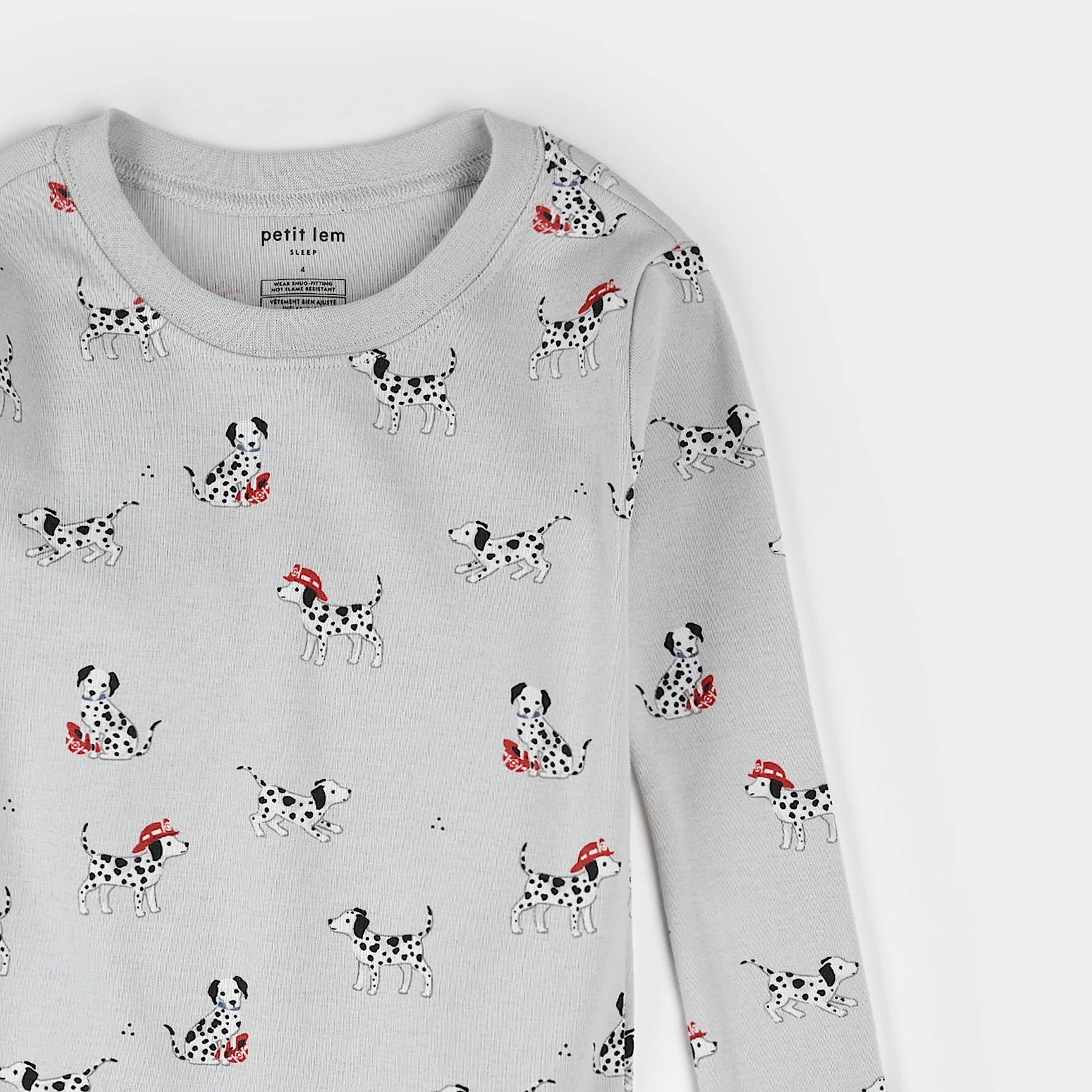 Firefighter Dalmatian Print on Light Grey PJ Set