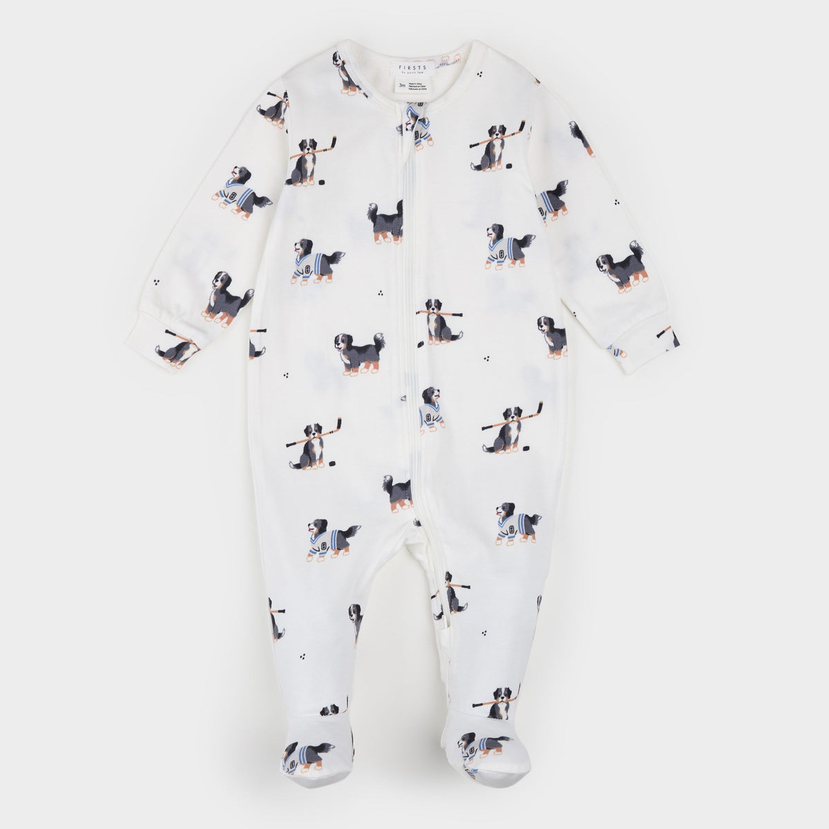 Petit Lem Rink Rover Print on Off-White LunaKnit Sleeper