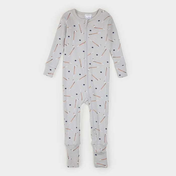 Petit Lem Slapstick Print on Ribbed Lunar Rock Convertible Sleeper