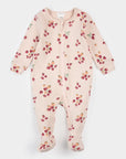 Strawberry Print on Soft Pink Ribbed Sleeper