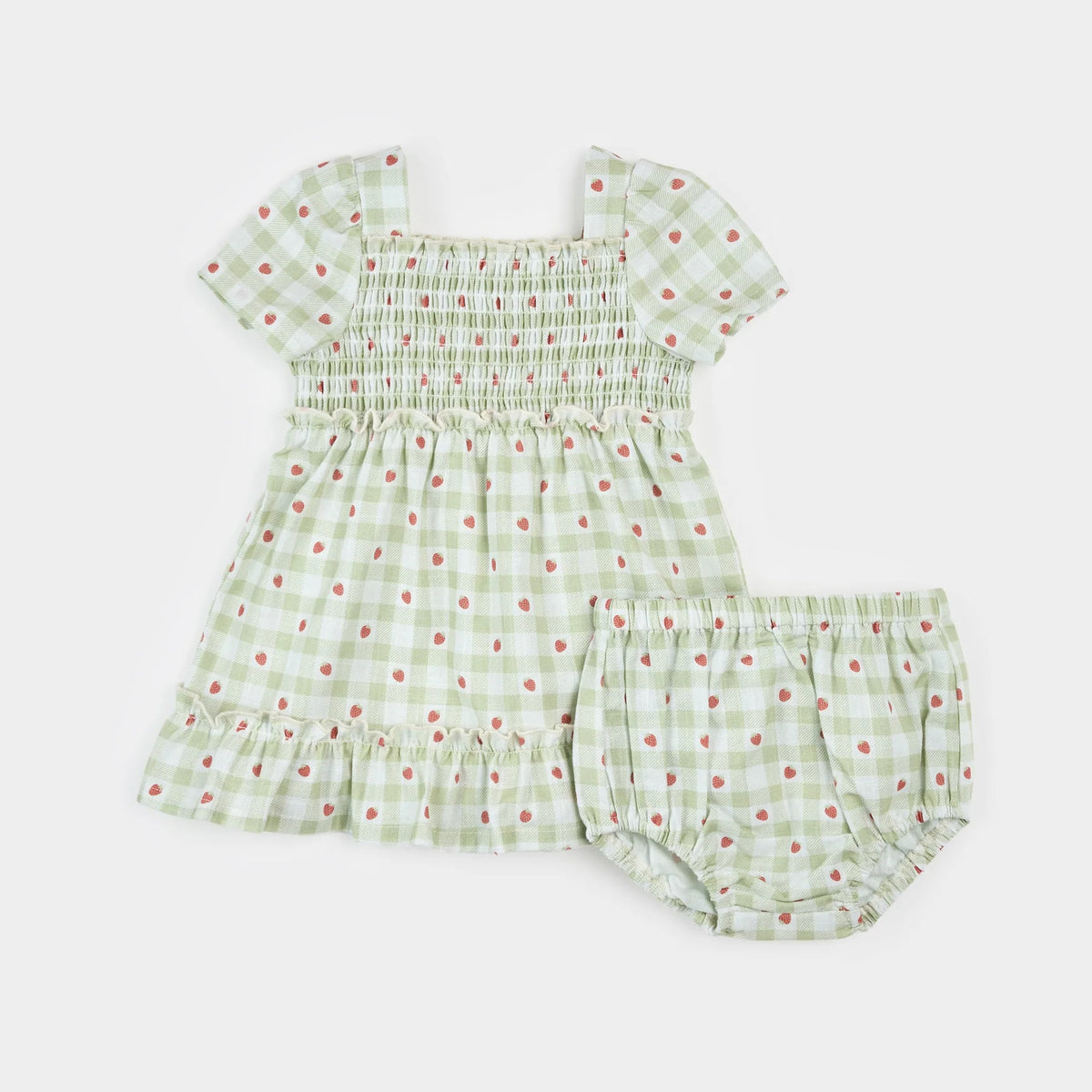 Petit Lem Strawberry Gingham Print Dress Set | 9M