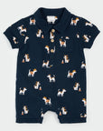 Pups at Work on Blue Romper