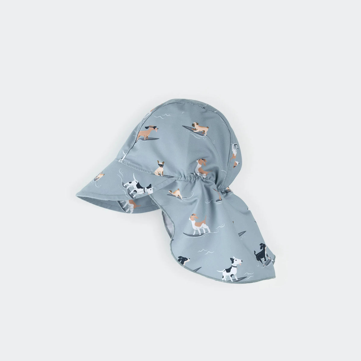Petit Lem Surfing Pups Print on Blue Flap Hat