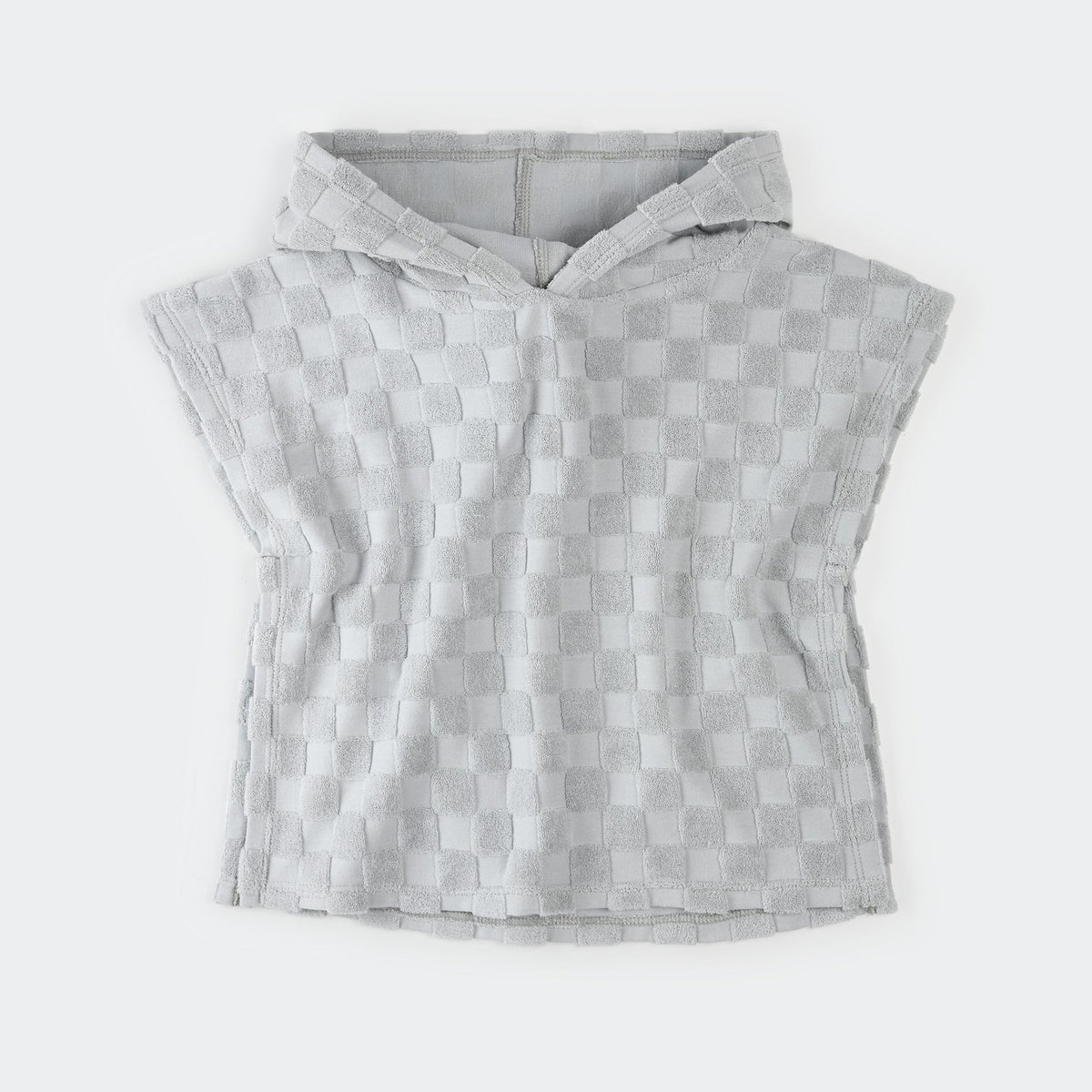 Petit Lem Faded Blue Checkerboard Beach Poncho
