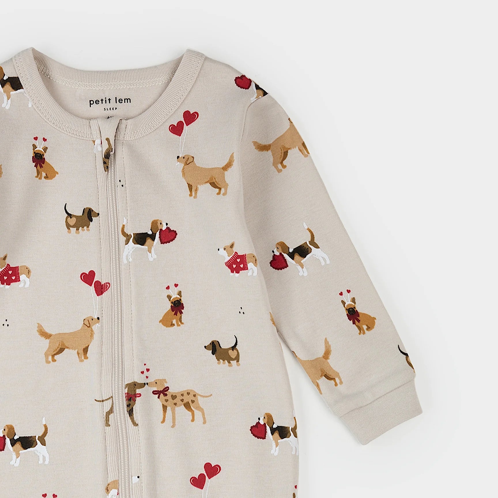 Puppy Love Print on Beige Sleeper