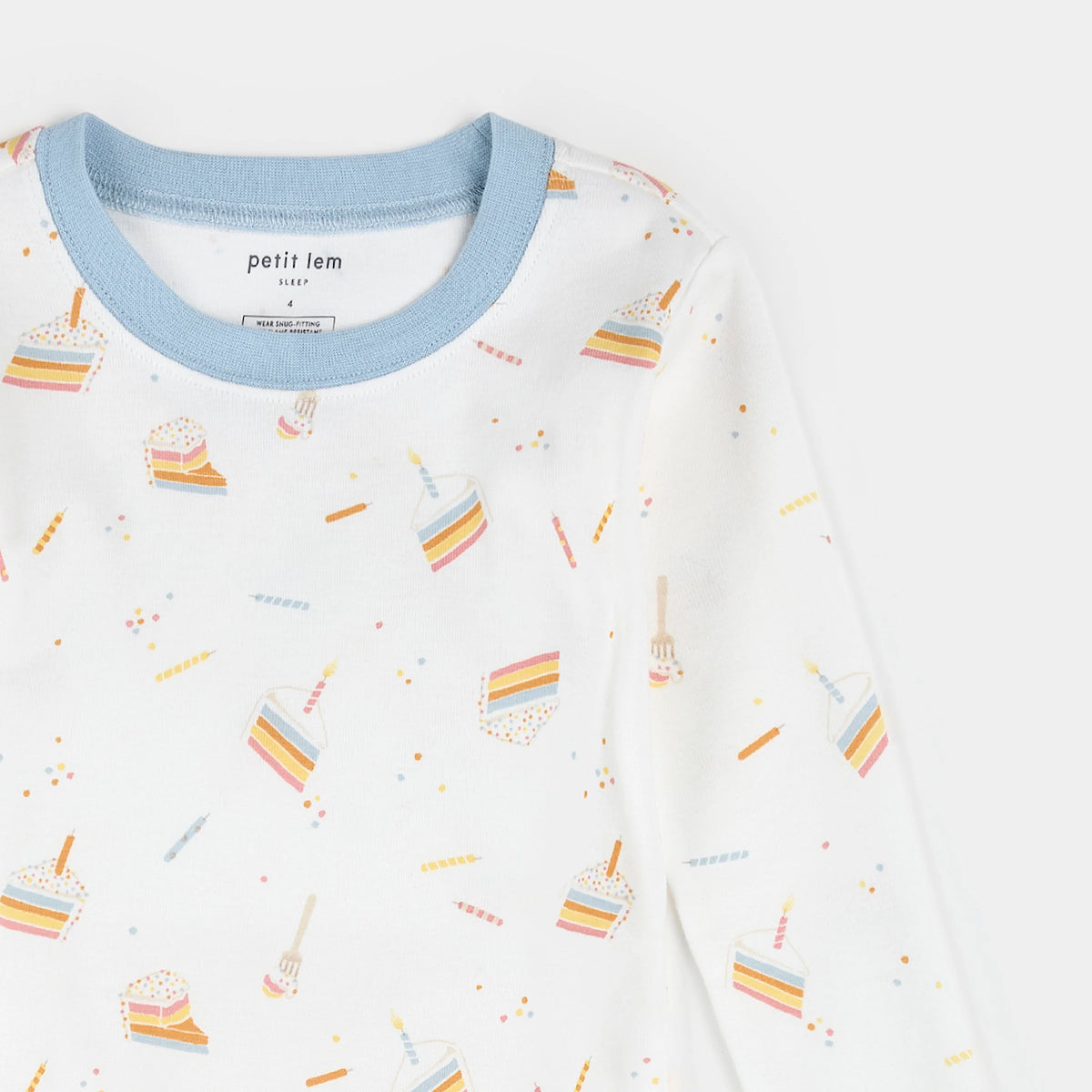 Petit Lem Birthday Cake Print on Off-White PJ Set