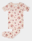 Strawberry Print on Soft Pink Ribbed PJ Set