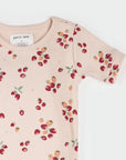 Strawberry Print on Soft Pink Ribbed PJ Set