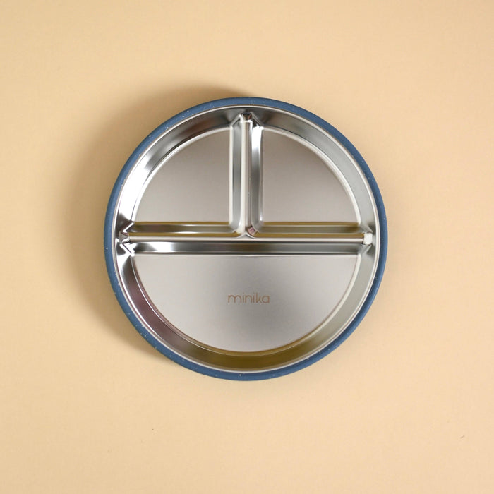Stainless & Silicone Suction Plate | Indigo