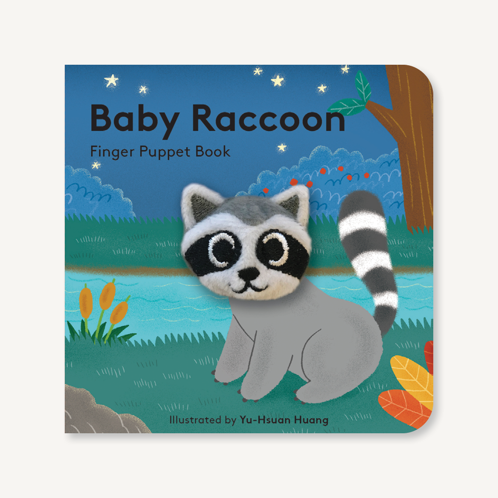 Baby Raccoon: Finger Puppet Book cover with a plush raccoon finger puppet