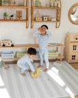 Padded Play Mat | Blue Checker & Sage Stripe