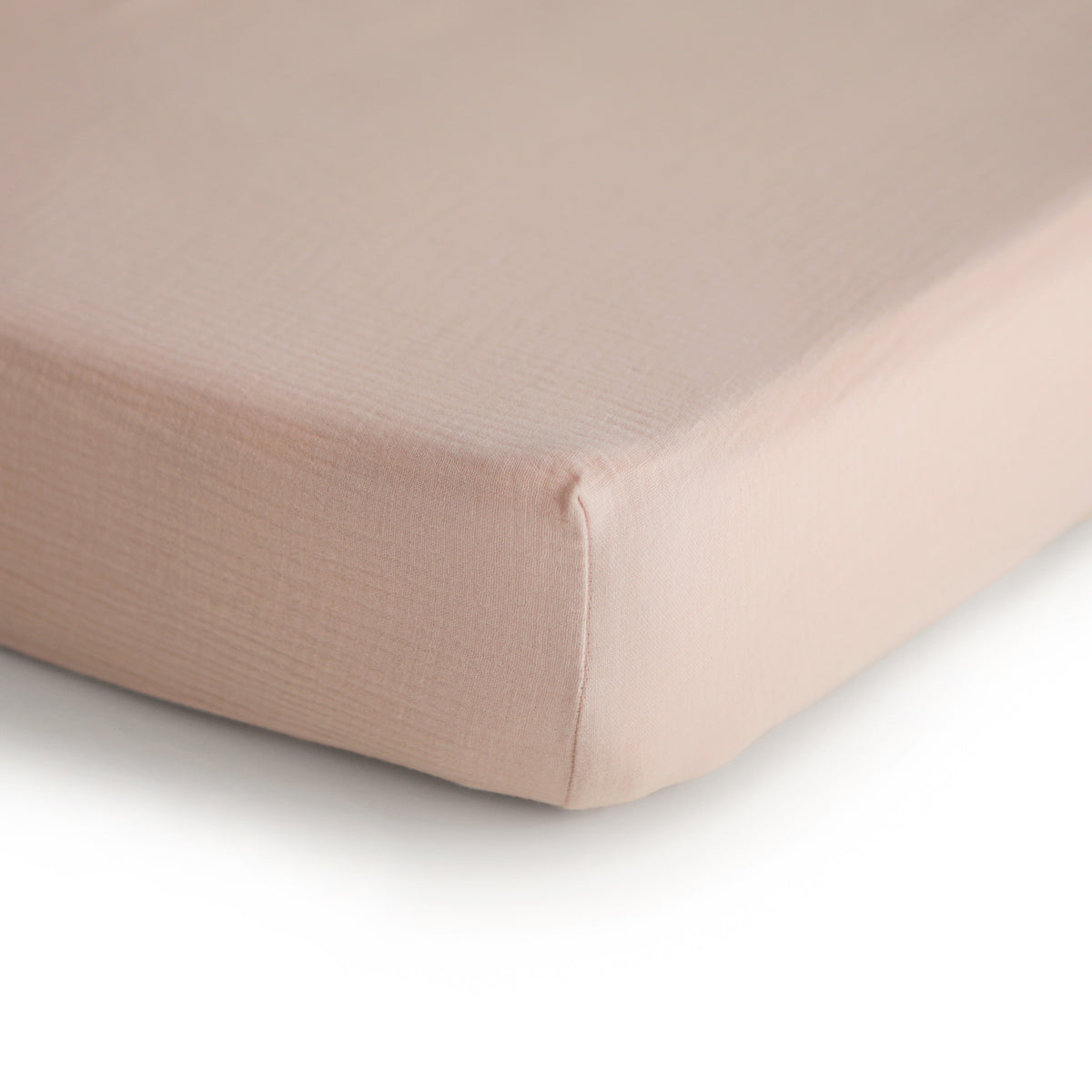 Mushie Extra Soft Muslin Crib Sheet | Blush