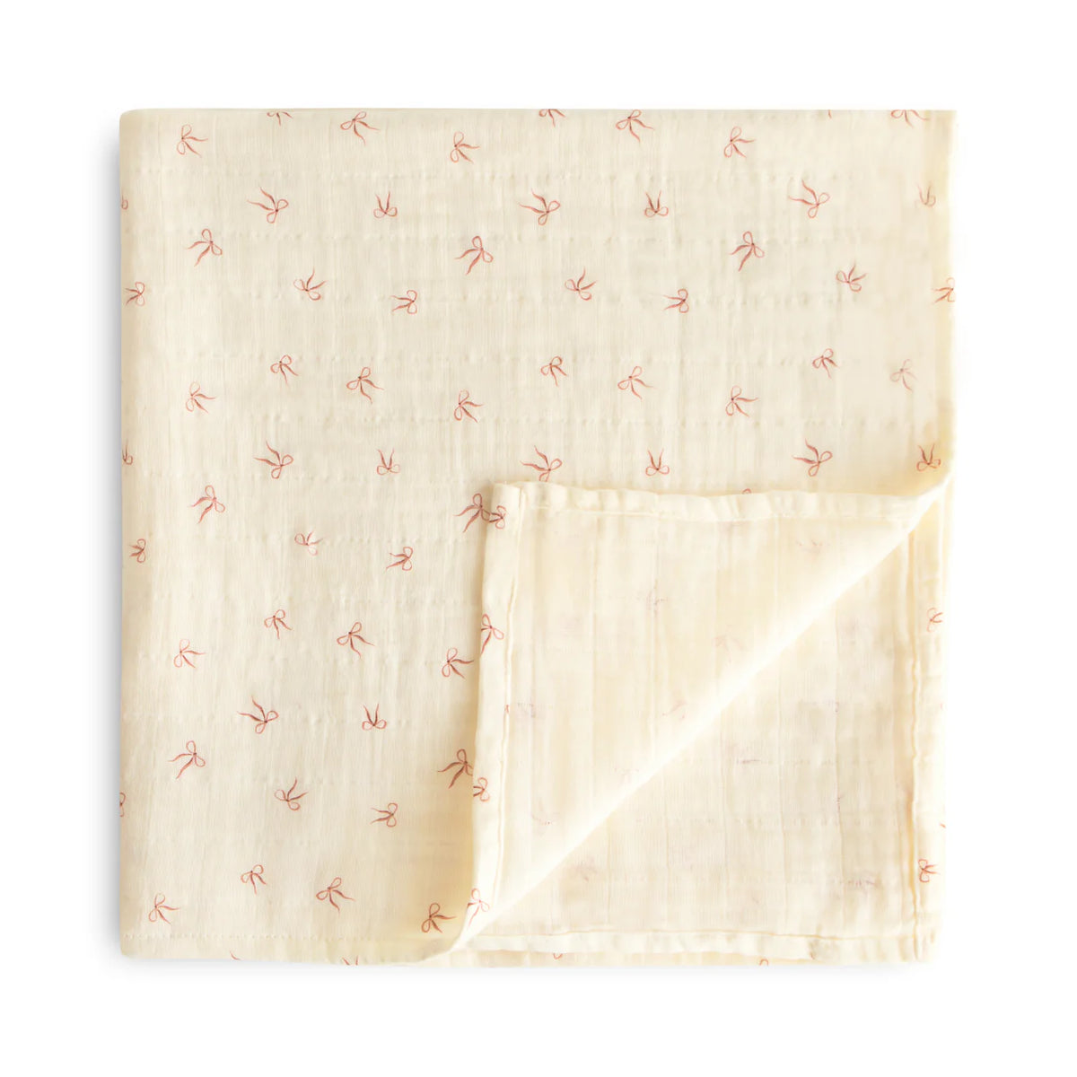 Mushie Organic Cotton Muslin Swaddle Blanket | Bows
