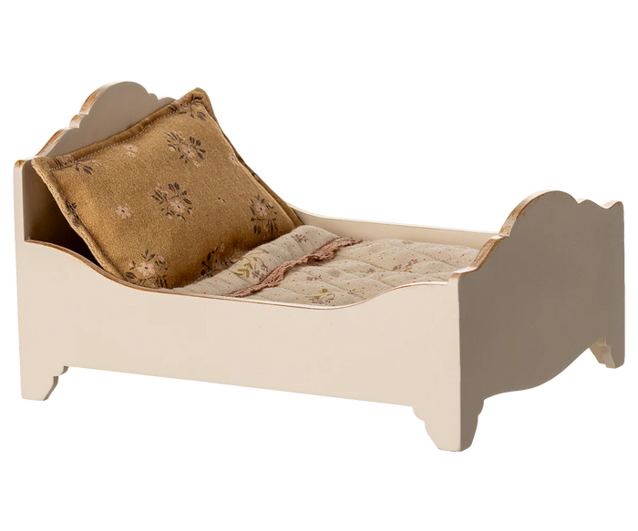 Maileg Wooden Double Bed Off White | Mouse