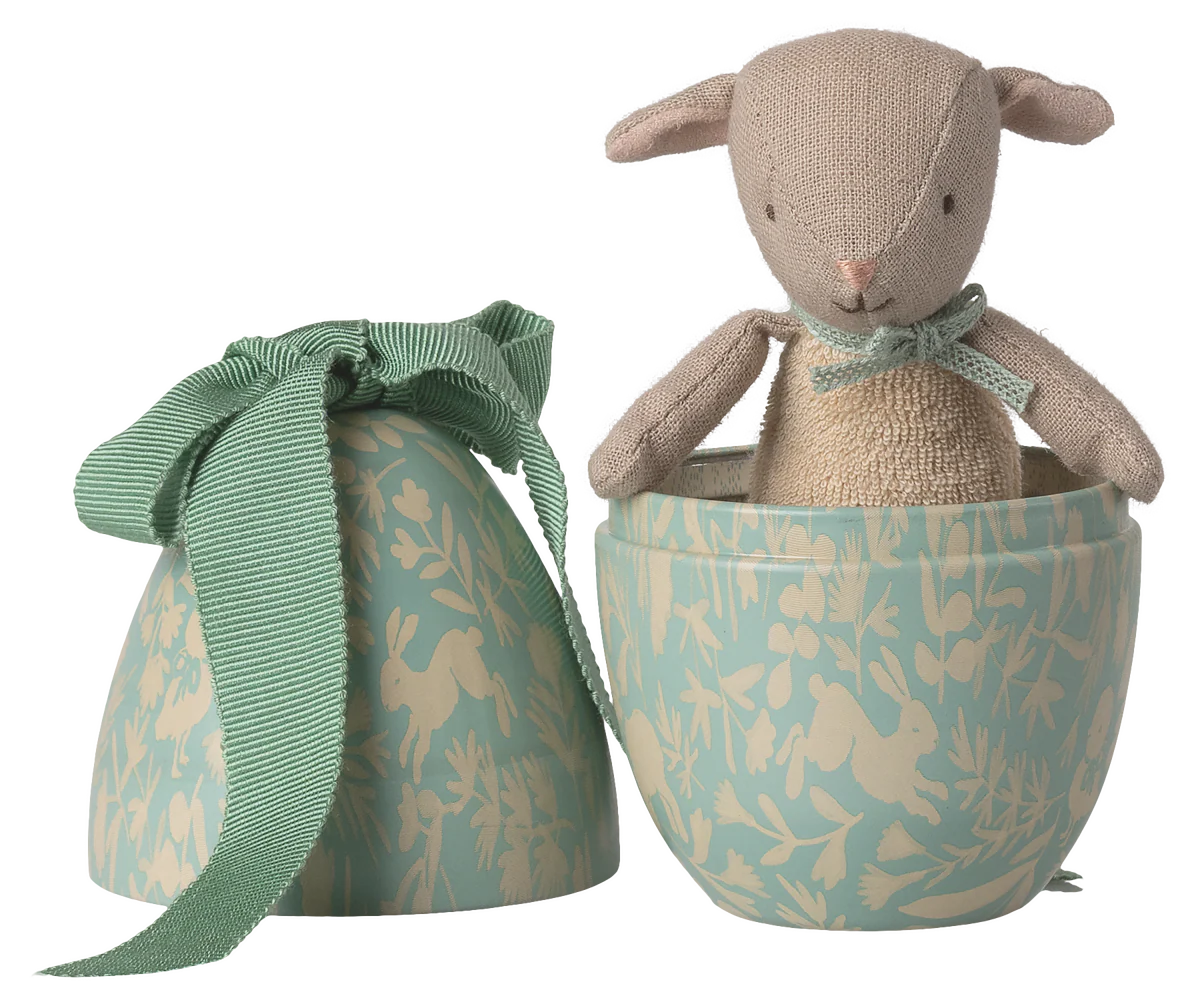 Maileg Small Easter Egg with Micro Lamb | Dusty Mint
