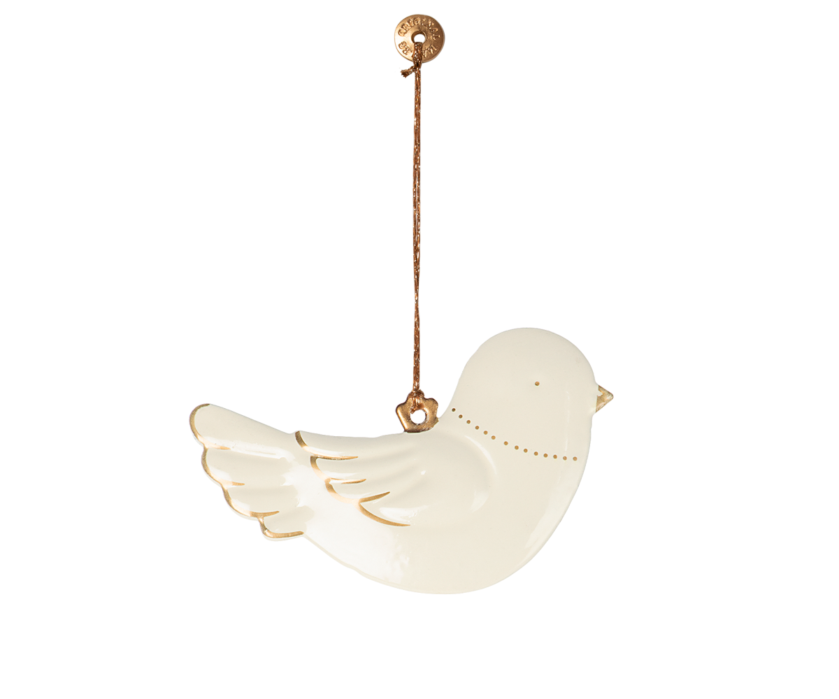 Maileg Bird Ornament | Off White & Gold - product shot
