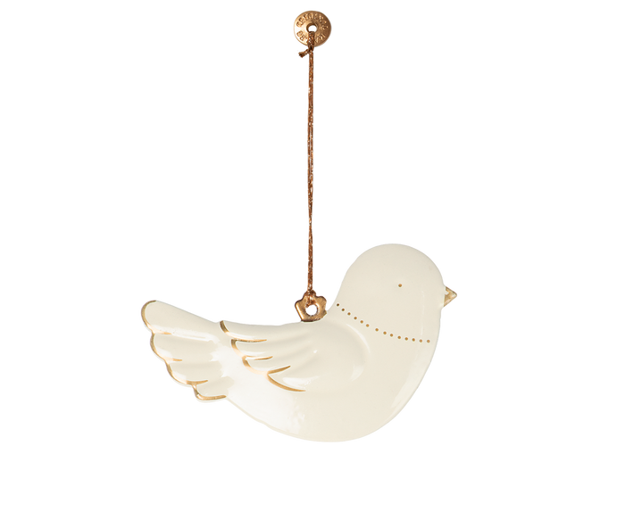 Maileg Bird Ornament | Off White & Gold - product shot