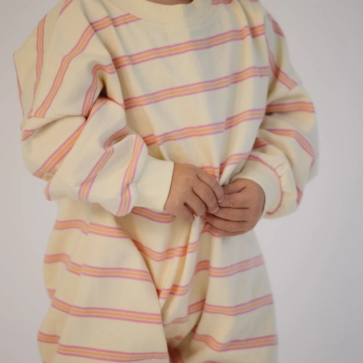 Striped Long Sleeve Romper | Ballet Pink/Yellow