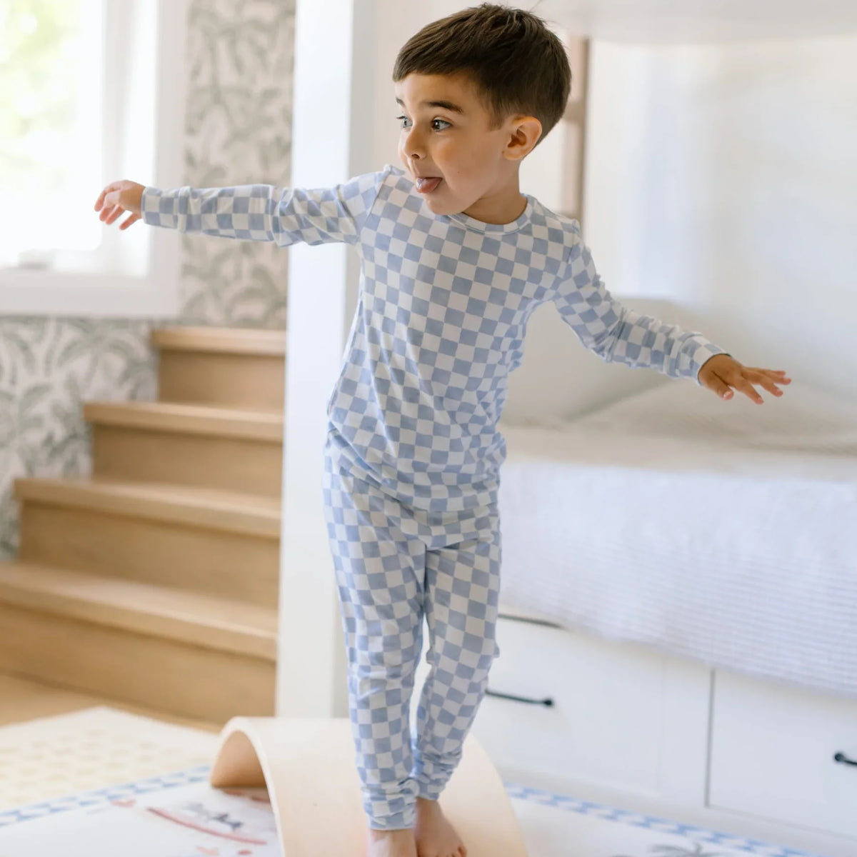 Two-Piece Bamboo Pajamas | Blue Check