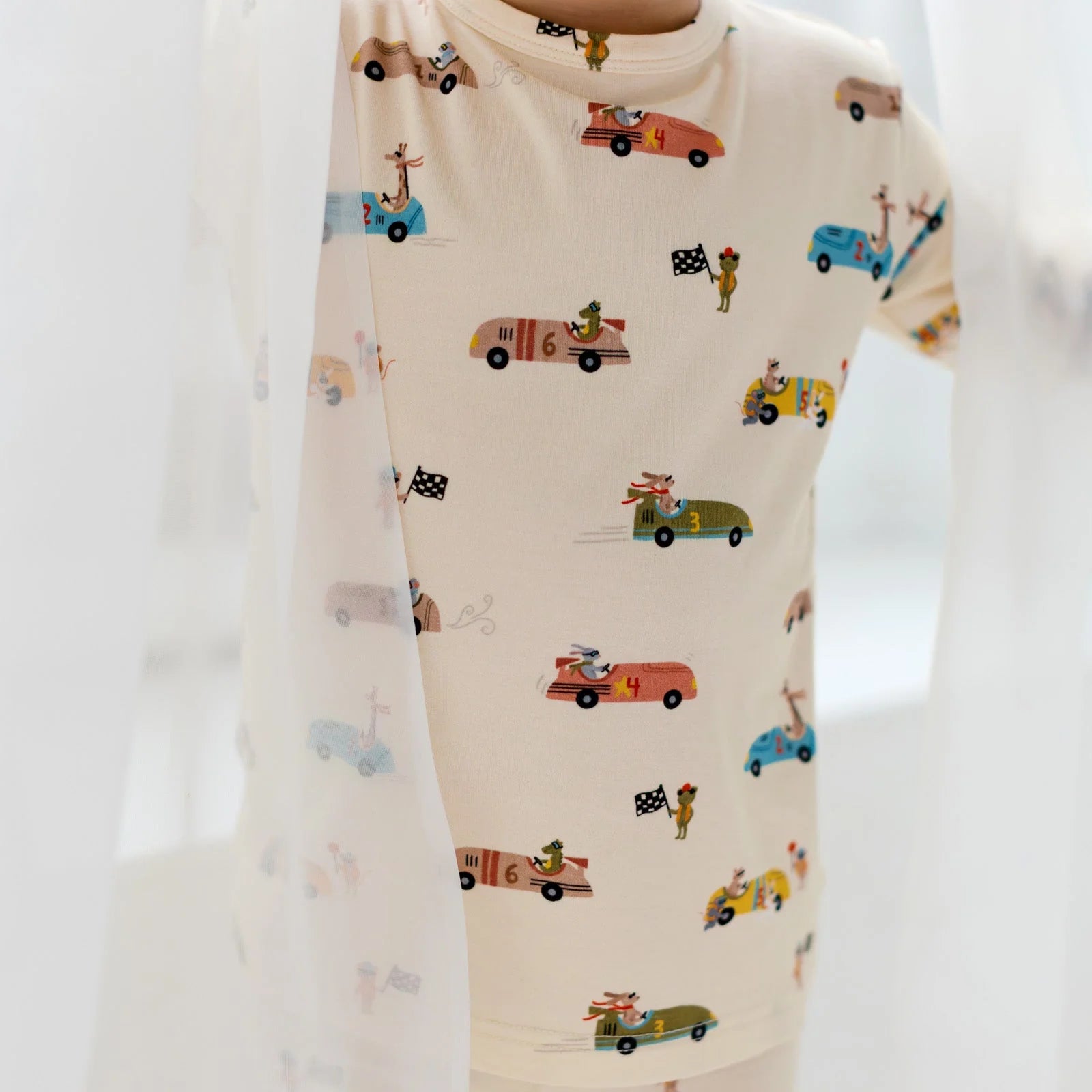 Two-Piece Ribbed Bamboo Pajamas | Race Car