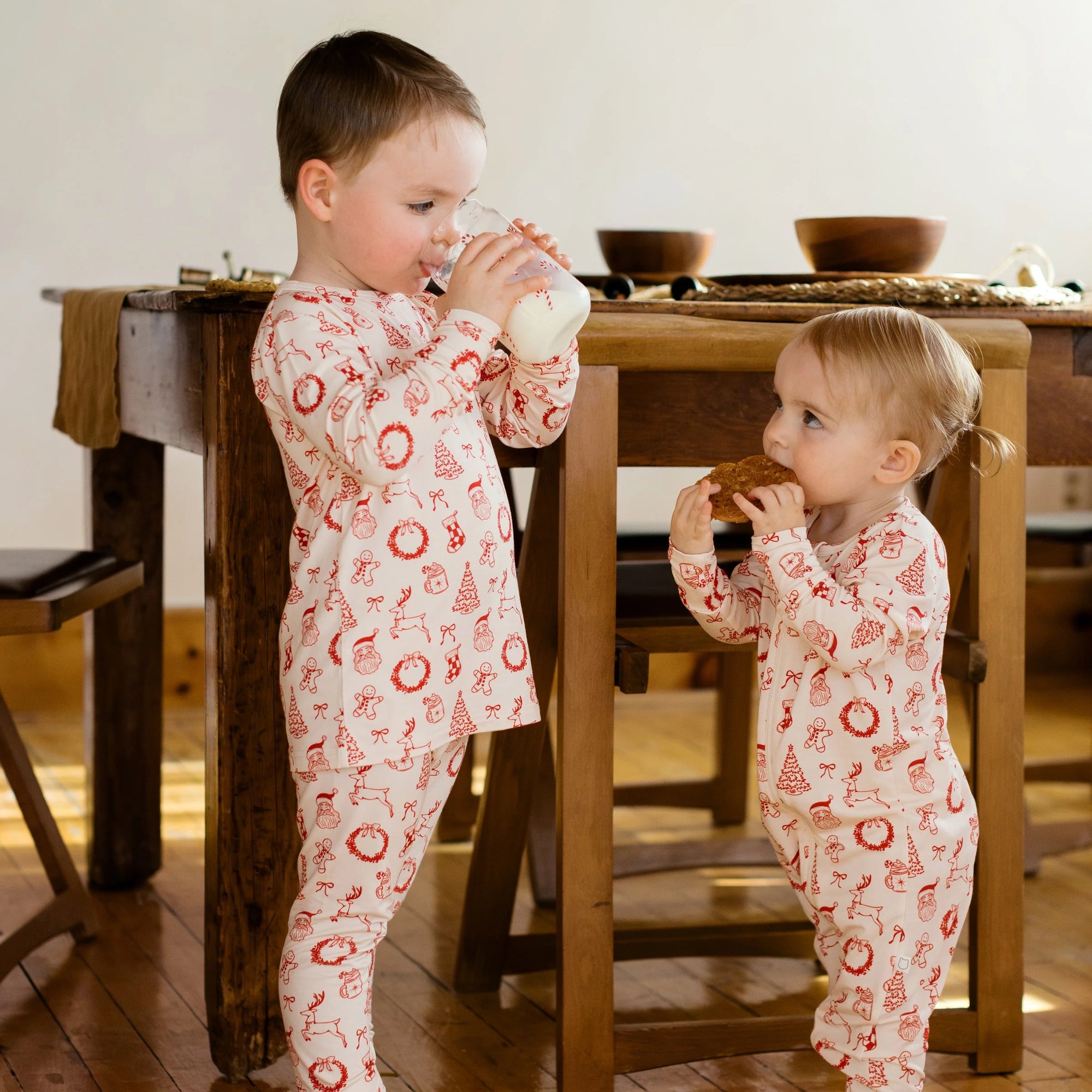 Two-Piece Ribbed Bamboo Pajamas | Classic Holiday
