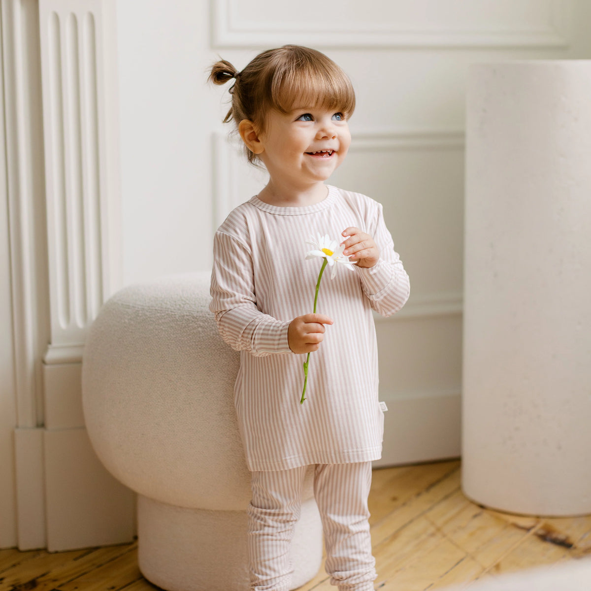 Roobear Two-Piece Bamboo Pajamas | Blush Meadow Pink