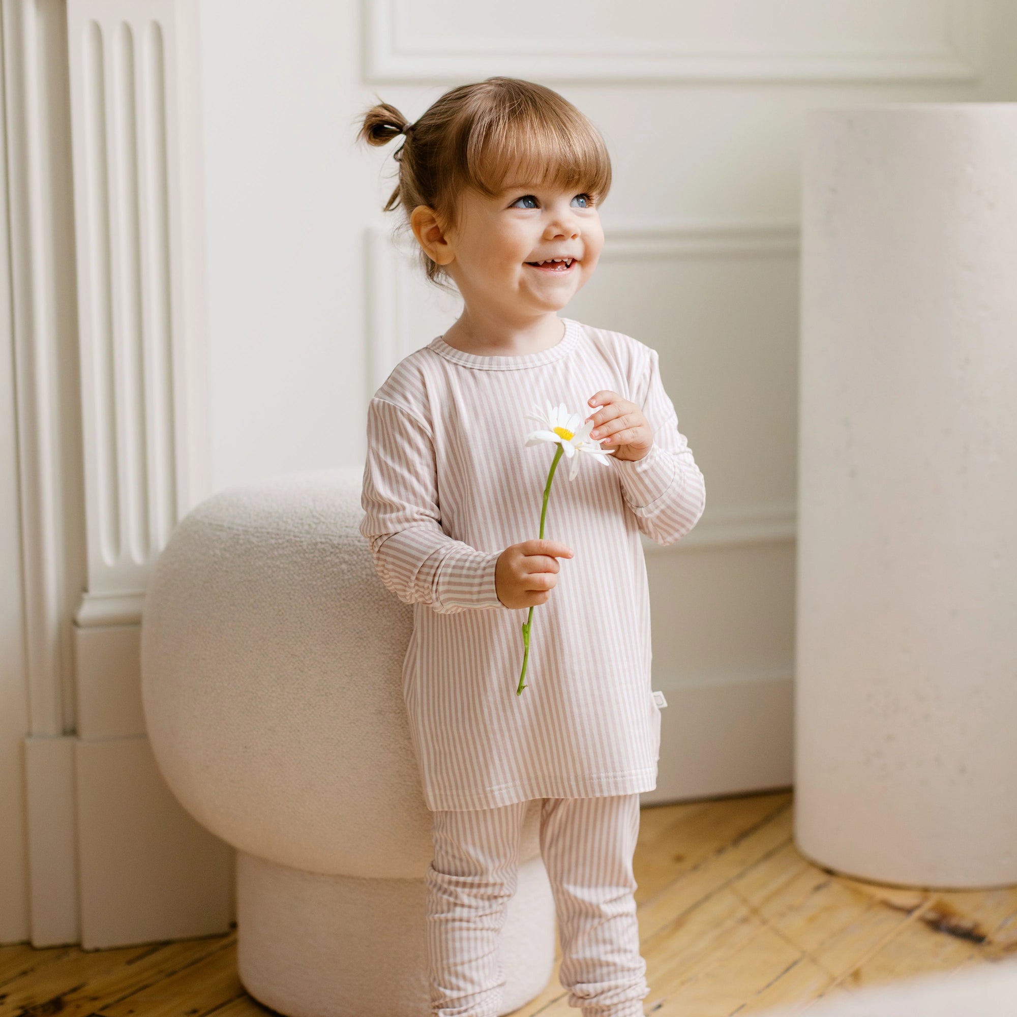 Two-Piece Ribbed Bamboo Pajamas | Blush Meadow Pink