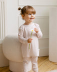 Two-Piece Ribbed Bamboo Pajamas | Blush Meadow Pink