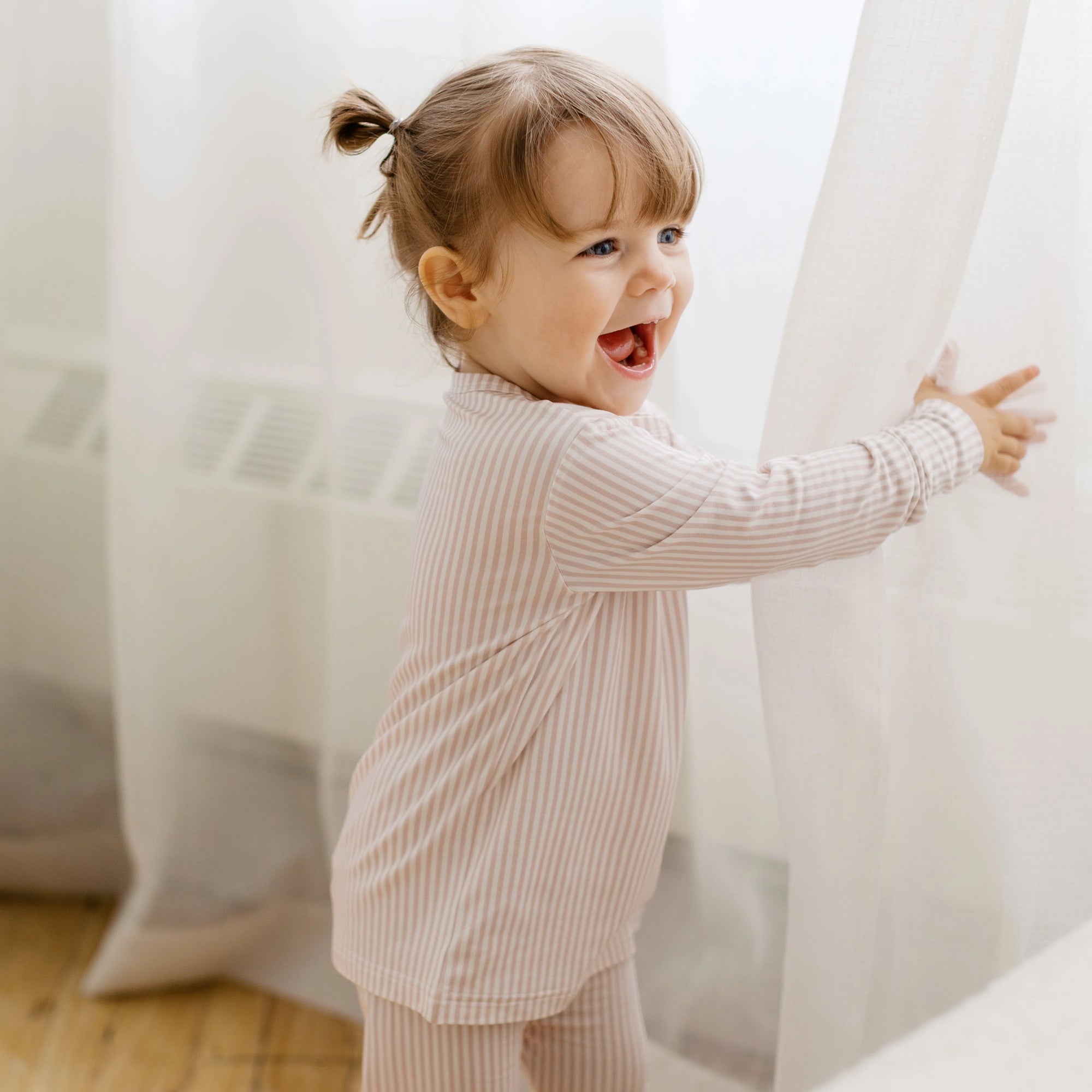 Two-Piece Ribbed Bamboo Pajamas | Blush Meadow Pink