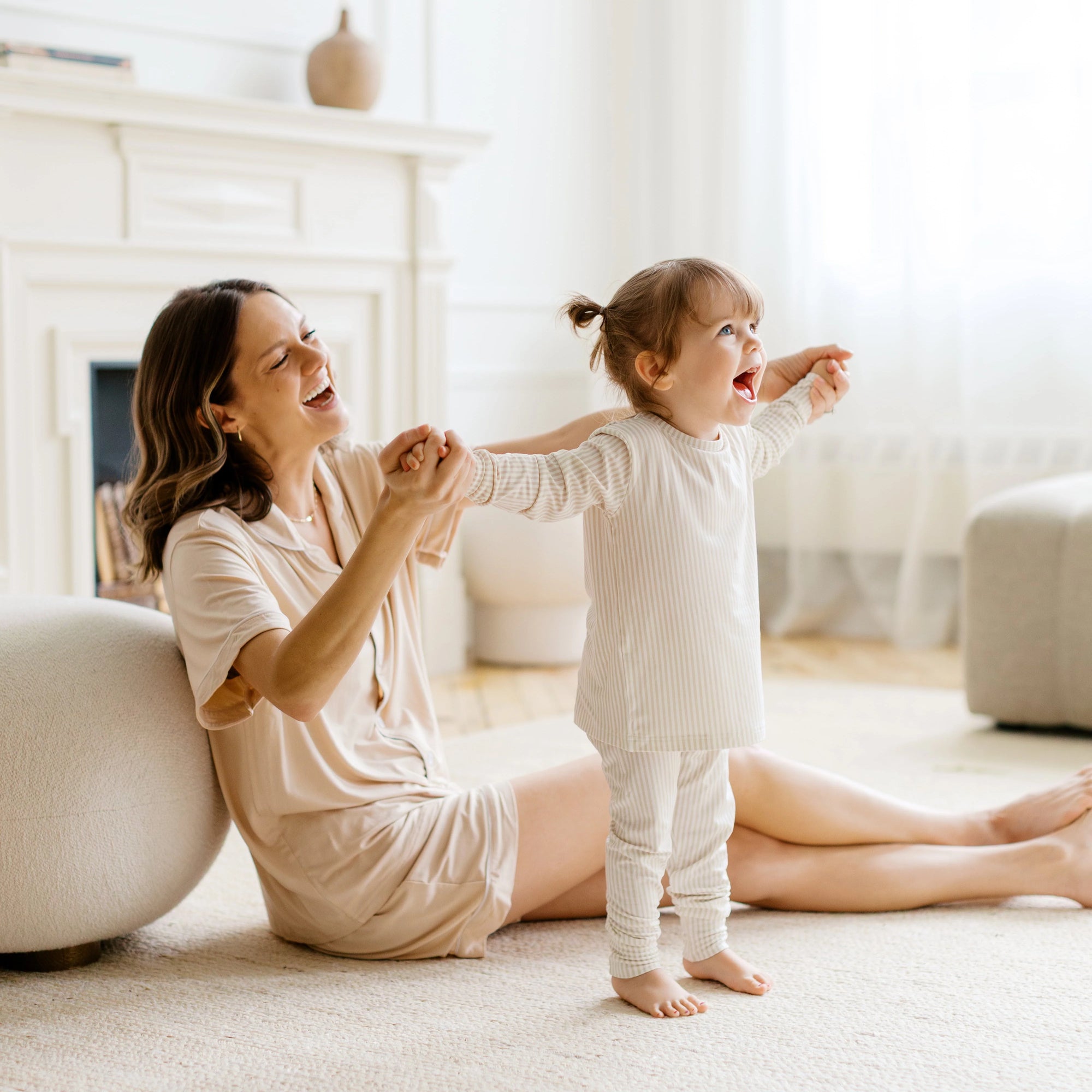 Two-Piece Ribbed Bamboo Pajamas | Honeycomb Golden