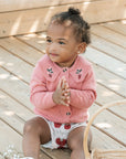 Berry Pointelle Knit Cardigan